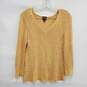 Eileen Fisher WM's Viscose & Linen Blend V-Neck Knit Yellow Sweater Size S image number 1