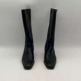 Stuart Weitzman Womens Black Leather Side Zip Tall Knee High Boots Size 6