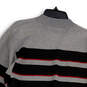 Mens Multicolor Striped Knitted 1/4 Zip Pullover Sweater Size Large image number 4