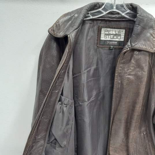 Pelle Studio Brown Leather Bomber Jacket Men's Size L image number 3