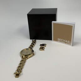 Designer Michael Kors Gold-Tone Stainless Steel Analog Wristwatch With Box