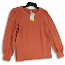 NWT Womens Orange Round Neck Long Sleeve Pullover Sweatshirt Size M