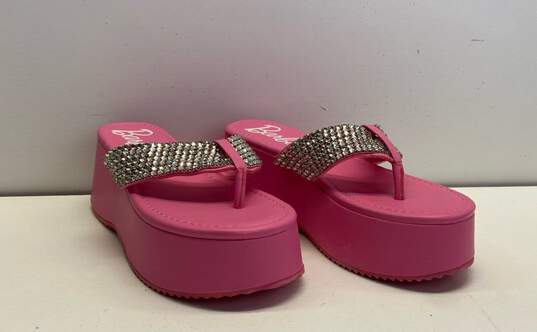 Forever 21 X Barbie Rhinestone Thong Platform Sandals Pink 8.5 image number 3