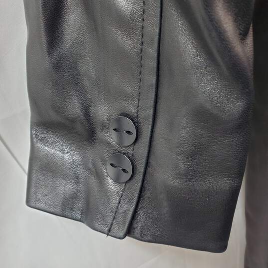 Kenneth Cole New York Black Leather Coat Women's SM image number 3