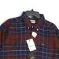 NWT Barbour Mens Navy Blue Maroon Plaid Long Sleeve Button-Down Casual Shirt L image number 3