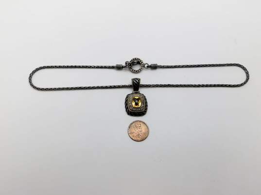 EFFY 925 & 18K Yellow Gold Citrine & Diamond Pave Pendant Toggle Necklace 30.0g image number 5