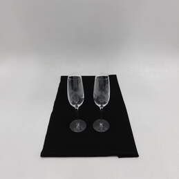 TIFFANY & Co. (2) Two Crystal Long Stem Champagne Flutes Glasses Stemware with COA alternative image