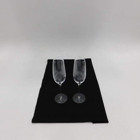 TIFFANY & Co. (2) Two Crystal Long Stem Champagne Flutes Glasses Stemware with COA image number 2
