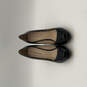 Womens Black Leather Peep Toe Slip On Block Platform Heels Size 7 M image number 1