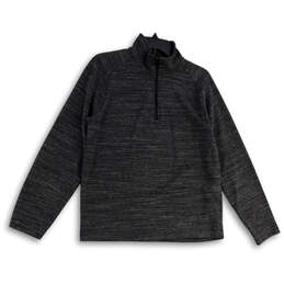 Womens Gray Heather Long Sleeve Mock Neck 1/4 Zip Pullover Sweatshirt Sz M