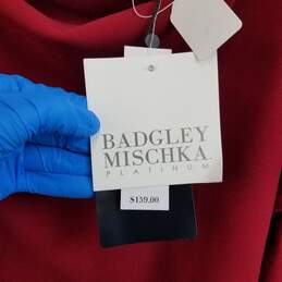 Badgley Mischka platinum red drape front pencil dress size 6 nwt alternative image