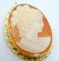 Vintage 14K Yellow Gold Carved Shell Cameo Pendant Brooch 5.9g image number 4