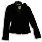Womens Black Velvet Long Sleeve Collared Button Front Jacket Size 0 image number 1