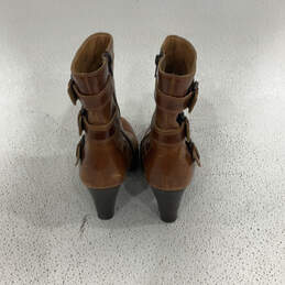 Womens Vivi Brown Leather Adjustable Strap Block Heel Ankle Booties Sz 8.5 alternative image