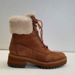 Timberland Courmayeur Valley 6 Inch Waterproof Faux-Fur Brown Nubuck Boots Women's Size 8
