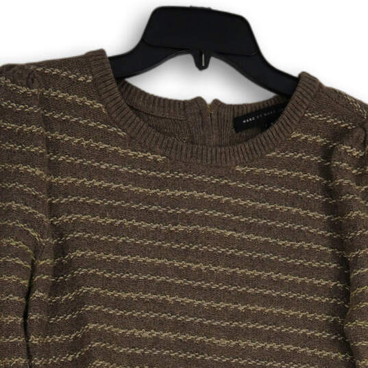 Womens Brown Knitted Long Sleeve Round Neck Pullover Sweater Size Small image number 3