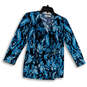 Womens Multicolor Abstract 3/4 Sleeve V-Neck Pullover Blouse Top Size Small image number 1