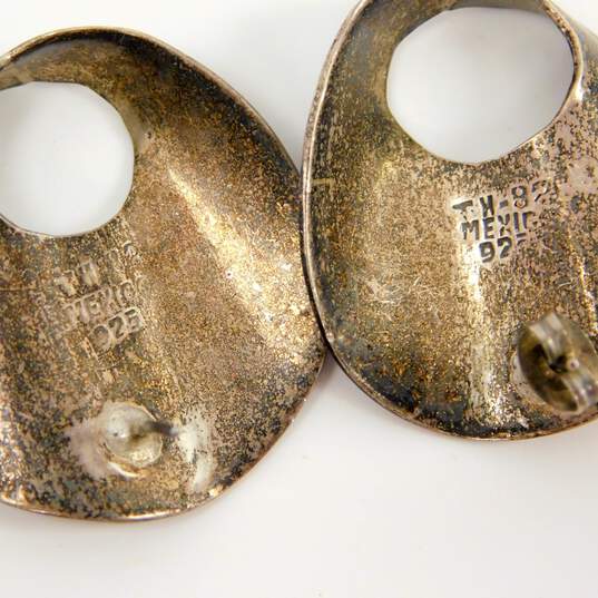 Vintage Taxco Mexican Modernist 925 Sterling Silver Statement Earrings 23.7g image number 8
