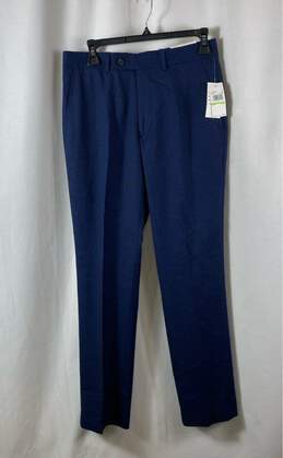 NWT Perry Ellis Mens Blue Check Slim Fit Straight Leg Dress Pants Size 30X30