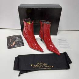 Women's Donald J Pliner ROBE-PT06 Couture Tomato Patent Leather Heel Booties Size 8M In Box