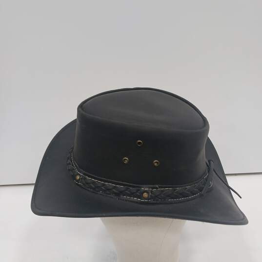 Conner Australian Down Under Black Leather Hat Size M image number 3