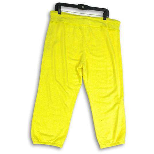Calvin Klein Womens Yellow Drawstring Waist Cropped Capri Pants Size XL image number 2