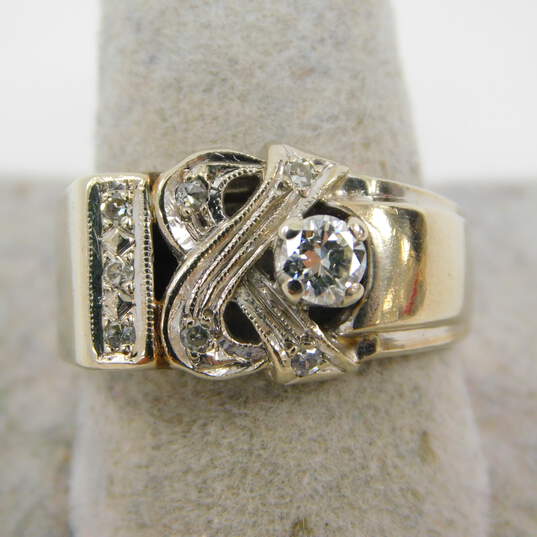 Vintage 14K White Gold 0.32 CTTW Diamond Artisan Ring 6.7g image number 2