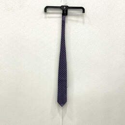 Mens Blue Geometric Print Silk Four In Hand Adjustable Designer Necktie