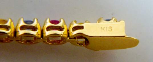 18K Yellow Gold Multi Color Sapphire Tennis Bracelet 9.0g image number 5