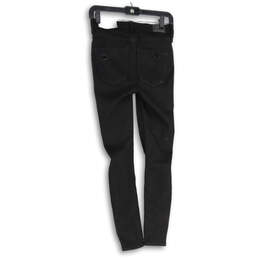 NWT Womens Black Denim Dark Wash Distressed Skinny Leg Jeans Size 4 alternative image