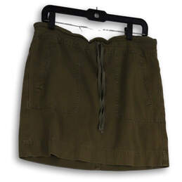 Womens Green Front Pocket Drawstring Regular Fit Mini Skirt Size 8