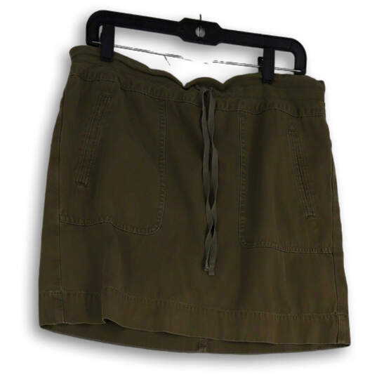 Womens Green Front Pocket Drawstring Regular Fit Mini Skirt Size 8 image number 1