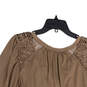 NWT Womens Brown Split Neck 3/4 Sleeve Pullover Blouse Top Size 1X image number 4