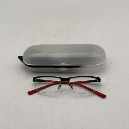 Mens 6050 Red Black Rectangle Eyeglasses Prescription Glasses With Case image number 1
