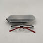 Mens 6050 Red Black Rectangle Eyeglasses Prescription Glasses With Case image number 1