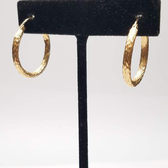 AAJ 14K Gold Diamond Cut Hoop Earrings Damage 1.6g image number 2