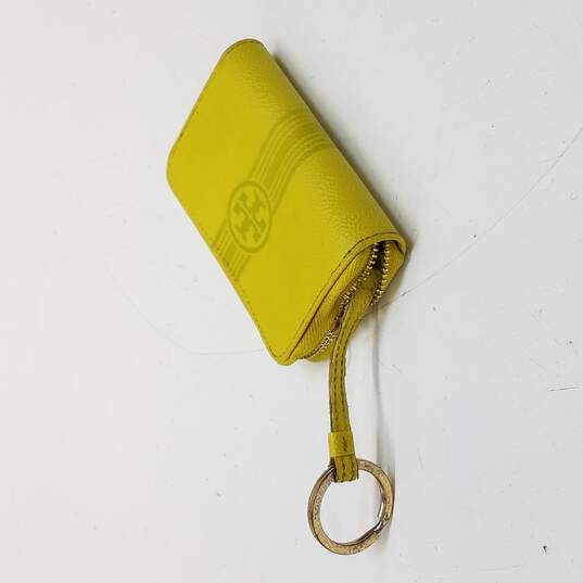 Buy the Tory Burch Women's Lime Yellow Card Wallet Keychain | GoodwillFinds