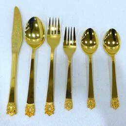 STANLEY ROBERTS Gold Plated Stainless Flatware 6 Pieces GOLDEN ROGET IOB