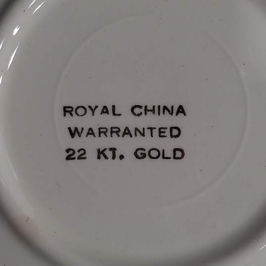 Set of 6 Vintage Royal China Saucers with 22 Kt. Gold image number 6