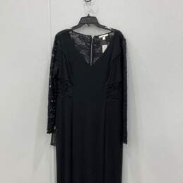 NWT Ann Taylor Womens Black Lace Long Sleeve Back Zip Maxi Dress Size 10 alternative image