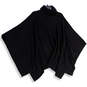 Womens Black Tight-Knit Mock Neck Pullover Poncho Sweater One Size image number 1
