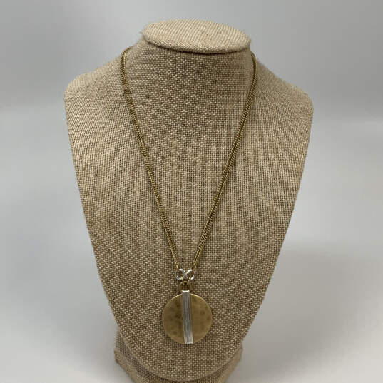 NWT Designer Robert Lee Morris Gold-Tone Two Layard Disc Pendant Necklace image number 2