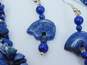 (G) Artisan Silvertone Sodalite Bead Necklace & Bear Fetish Lapis Drop Earrings image number 7