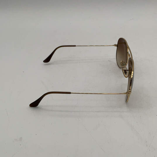 Mens Golden Metal Full Rim Brown Lens Aviator Sunglasses With Case image number 3