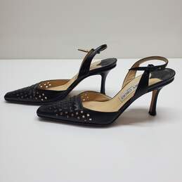 Jimmy Choo Black Perforated Leather Slingback Heels Size 35.5 AUTHENTICATED alternative image