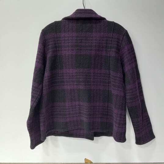 Keren Hart Women's Purple Wool Double Breasted Pea Coat Jacket Size S image number 2