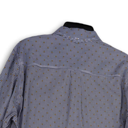 Mens Blue Striped Long Sleeve Front Pocket Collared Button-Up Shirt Size L image number 4