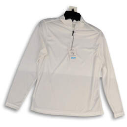 NWT Womens White Long Sleeve 1/4 Zip Mock Neck Pullover T-Shirt Size Small