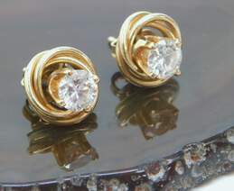 14K Yellow Gold 0.88 CTTW Diamond Stud Earrings w/ Enhancers 2.1g