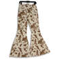 NWT Womens White Brown Animal Print Bell Bottom Ankle Pants Size Small image number 2